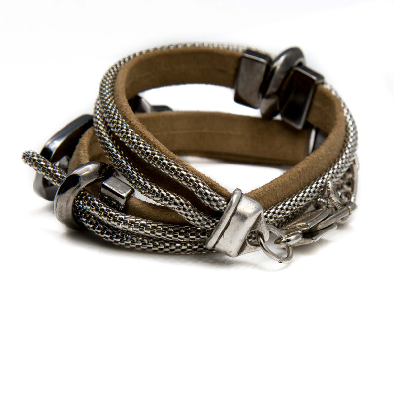  Suede leather bracelet with Gun Metal (M-7023) - Otherwise Jewelry+