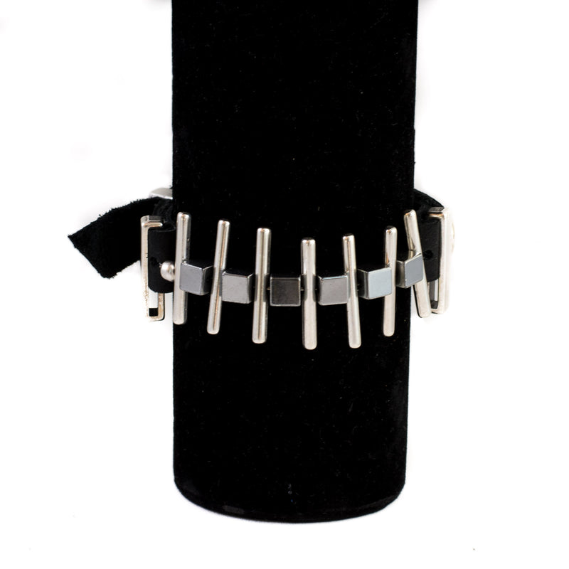 Bracelet - Bracelet With Silver Hematites and Silver-plated Elements  (BR-246) - Otherwise Jewelry+