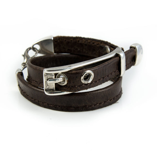 Bracelet - Leather Bracelet With Long Zamac Buckle  (BR-228)