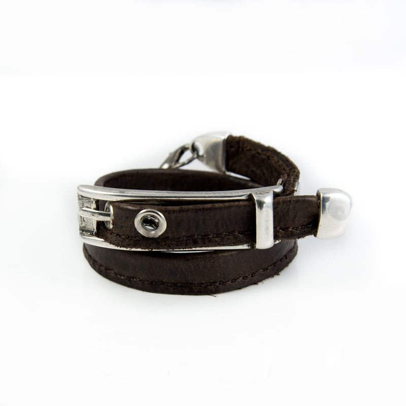 Bracelet - Leather Bracelet With Long Zamac Buckle  (BR-228)