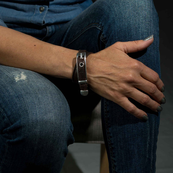 Bracelet - Leather Bracelet With Long Zamac Buckle  (BR-228)