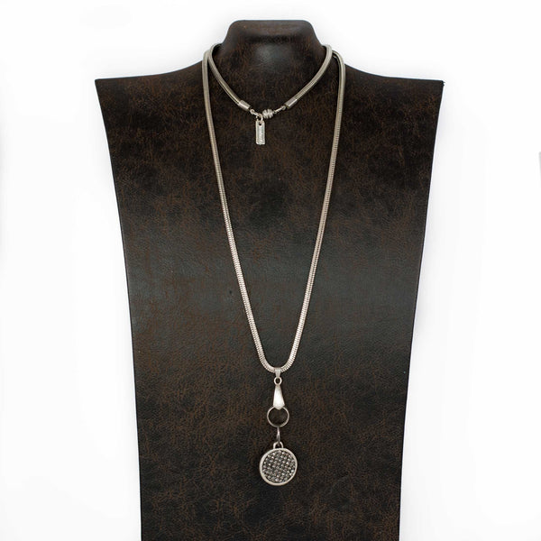 Necklace - Necklace With Sparkling Silver Strass Element (NC-1045)