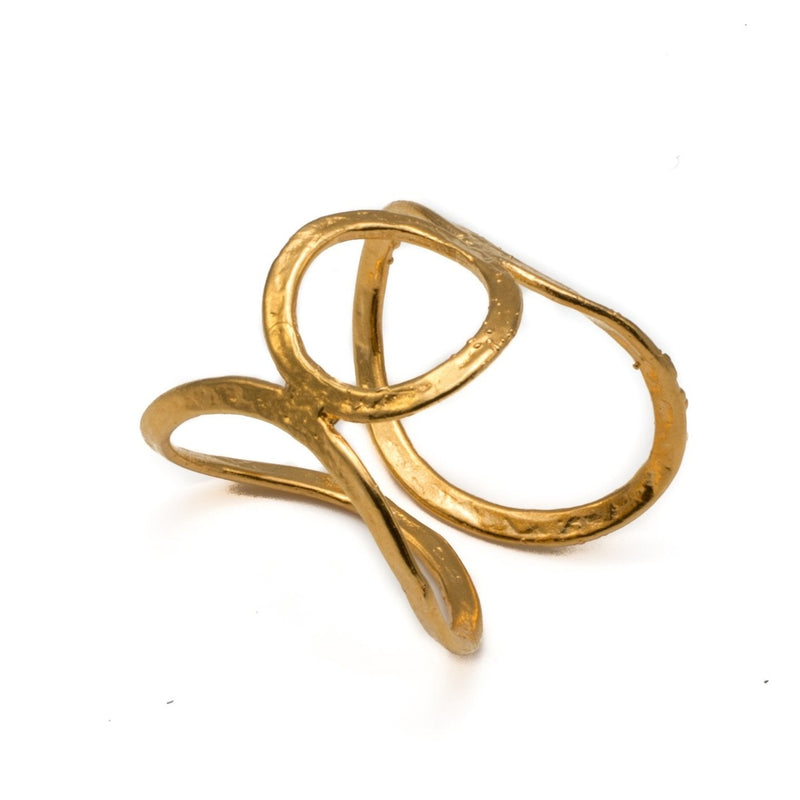Hammered gold-plated metal ring (R-2021) - Otherwise Jewelry+